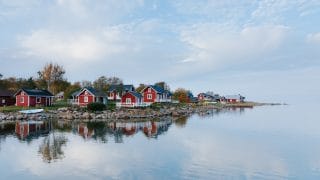 Röda stugor i Ohtakari.