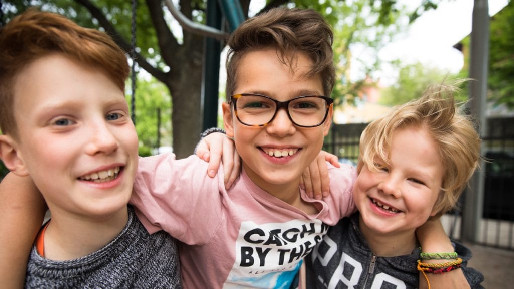 Tre elever ute