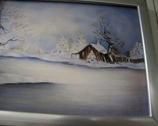 Taulu; talvimaisema.