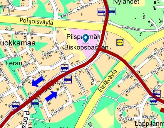 Piispanmäen monitoimitalon sijainti kartalla