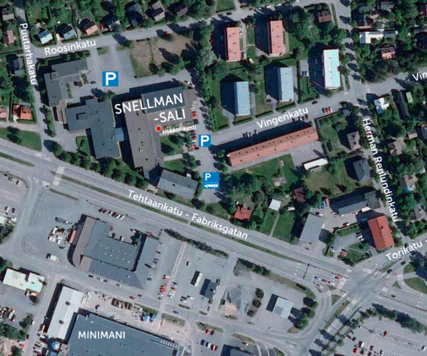 karttakuva snellman-salin pysäköintipaikoista