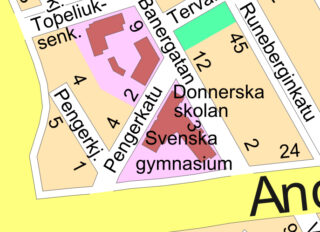 Donnerin koulu kartalla.