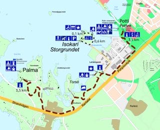 Kartta Potti-Palma retkeiyreitistä.