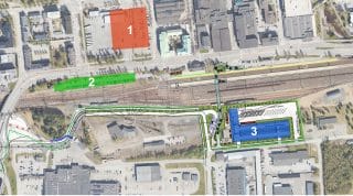 Karttakuva henkilöautopysäköinnistä asemanseudulla.