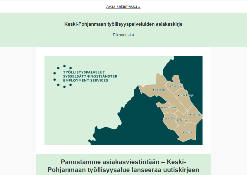 Työllisyyspalveluiden uutiskirje noudattaa kaupungin brändiä