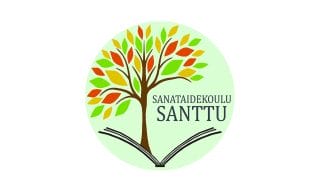 Sanataidekoulu Santun logo, jossa puu ja avoin kirja