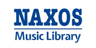 Naxos music library -teksti sinisillä kirjaimilla valkoisella pohjalla.